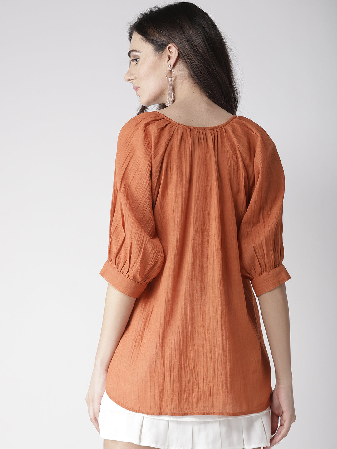 Scoup Rust Pintuck Detail Top