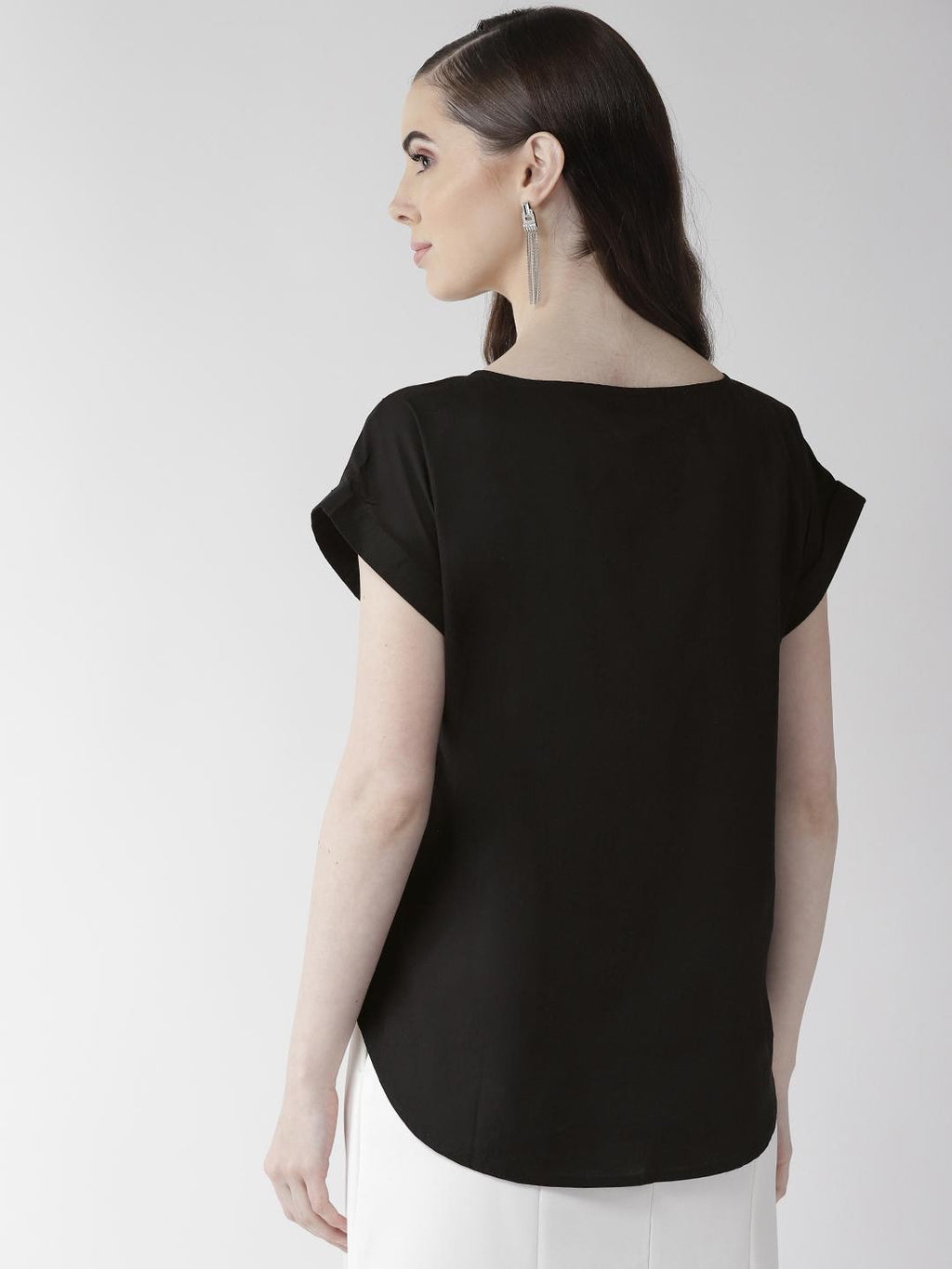 Black Cotton Embellishment Top