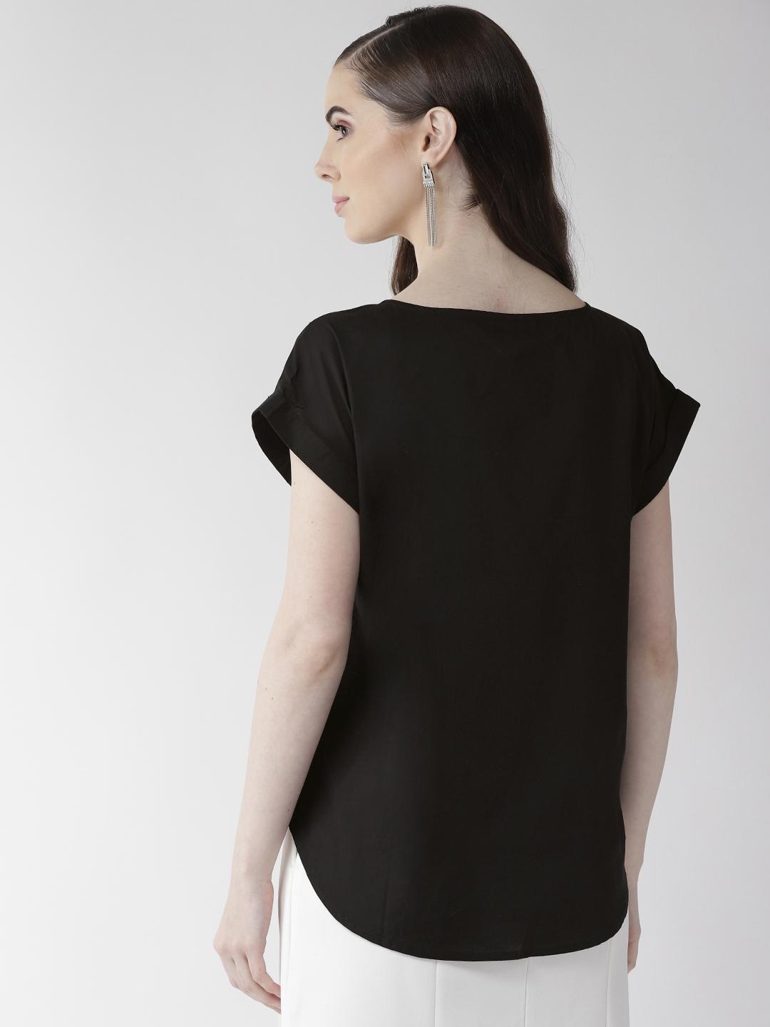 Black Cotton Embellishment Top