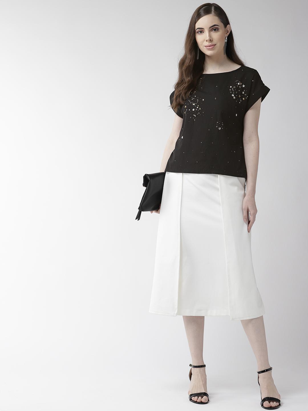 Black Cotton Embellishment Top