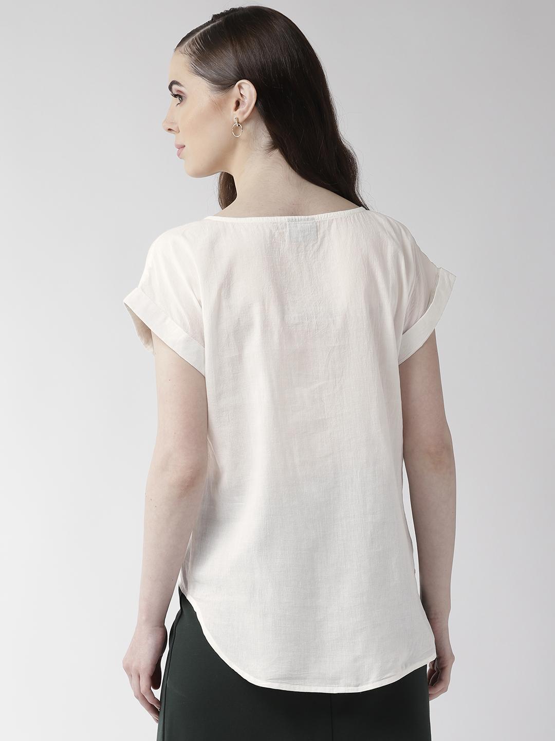 Off-White Cotton Embellishment Top