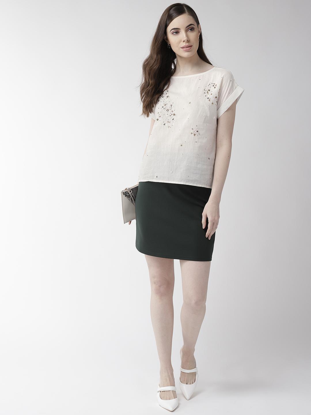Off-White Cotton Embellishment Top