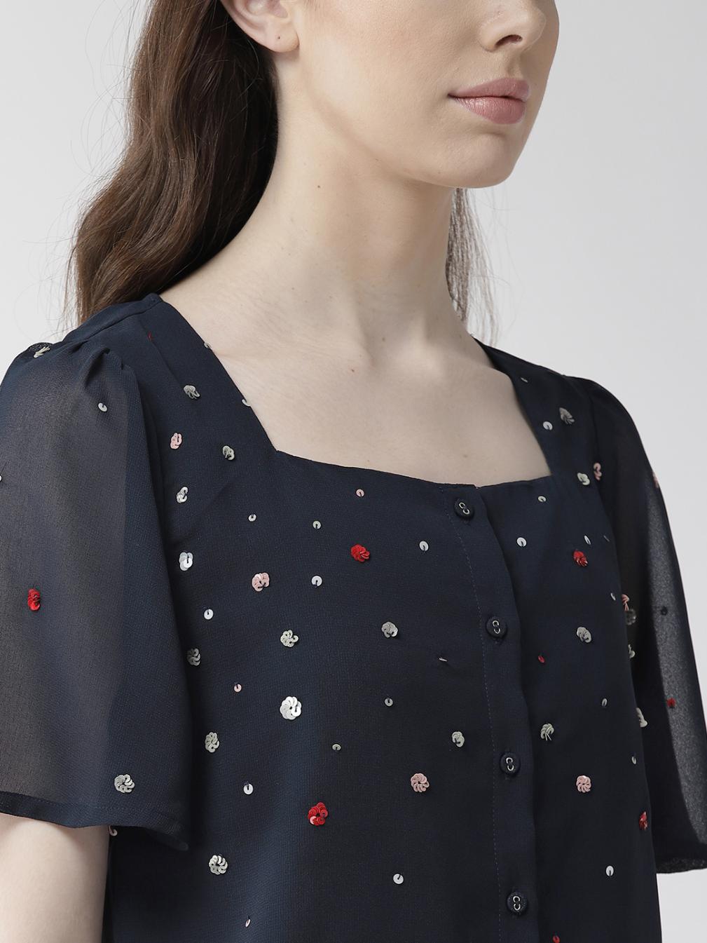Navy Blue Embellishment Top