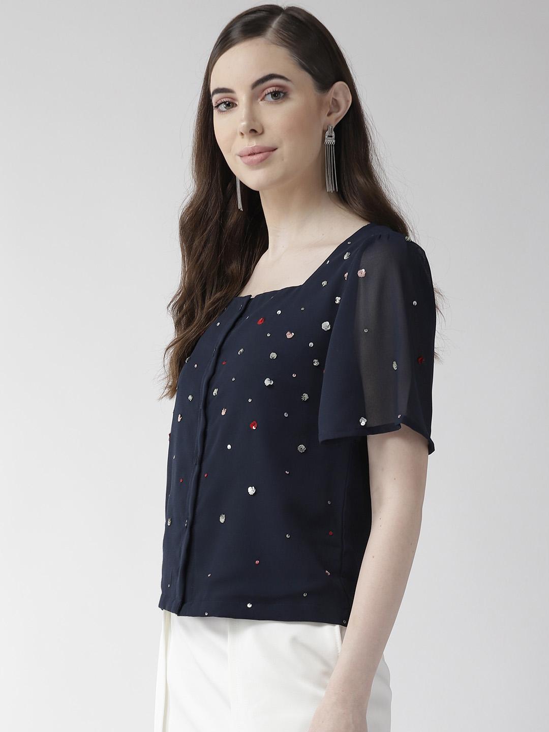 Navy Blue Embellishment Top
