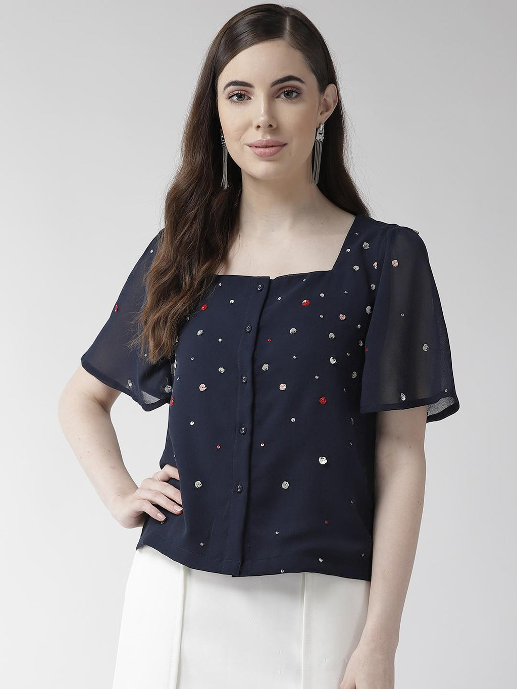 Navy Blue Embellishment Top