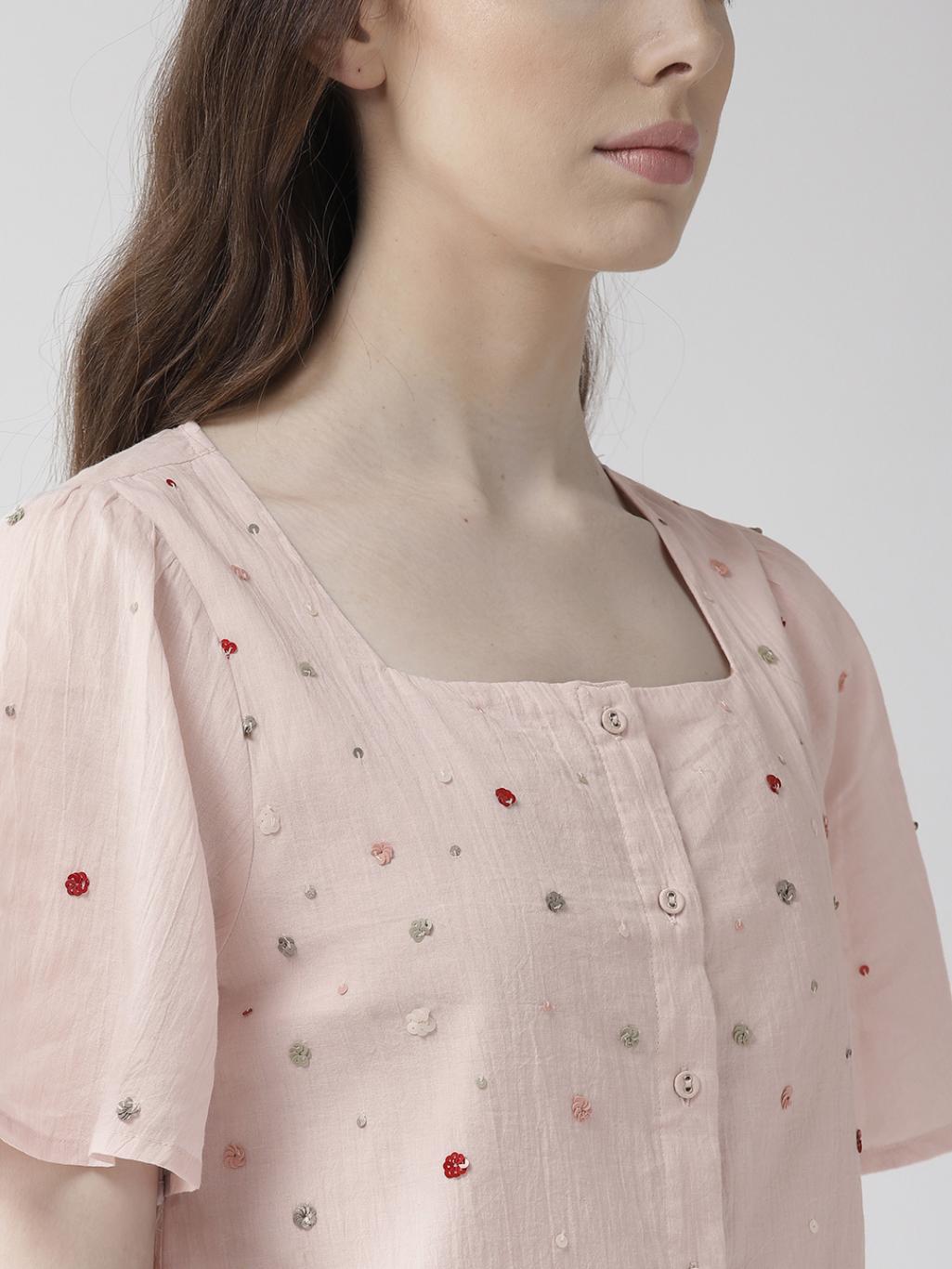 Pink Cotton Embellishment Top