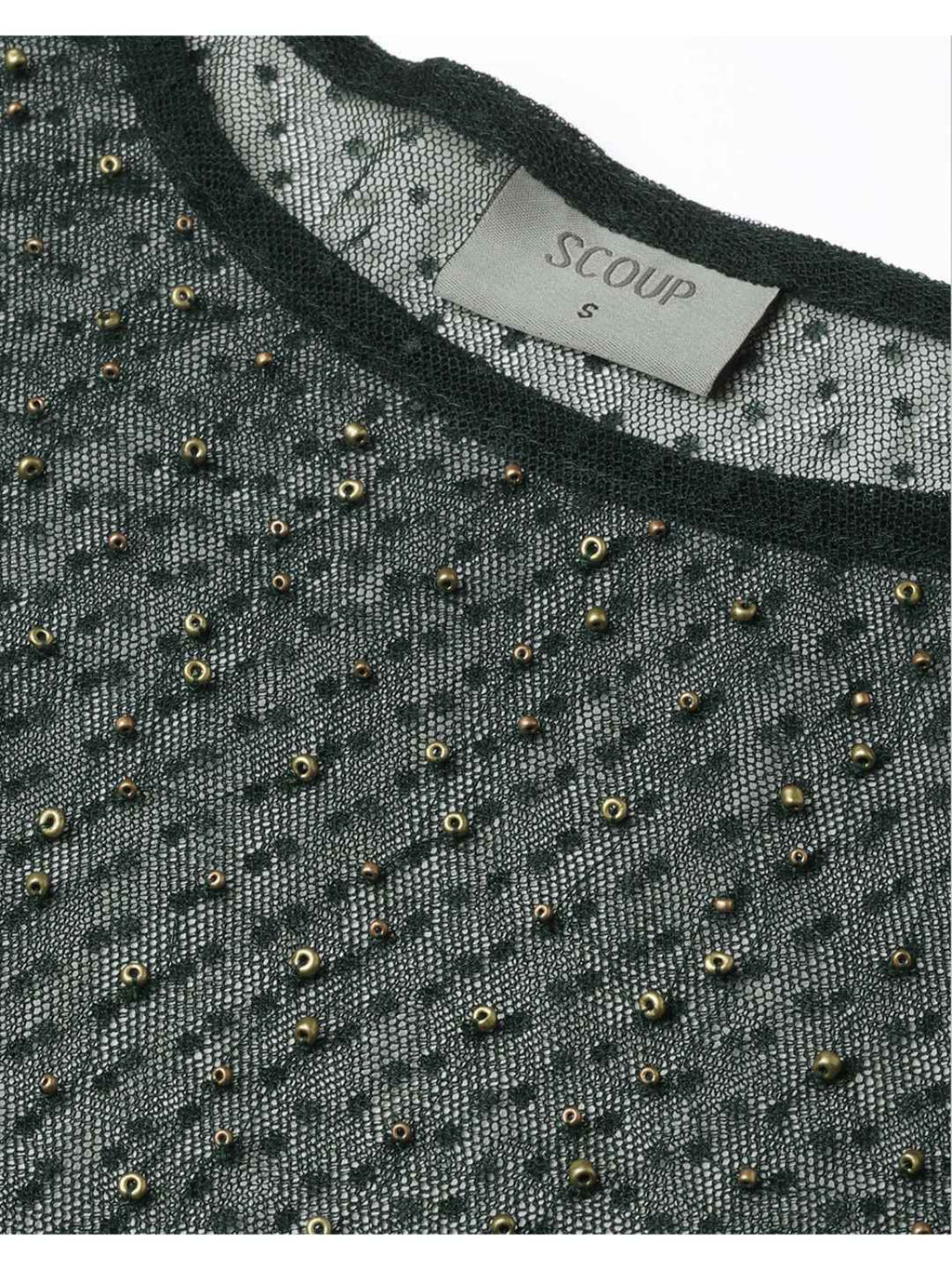 Green Net Embellished Short Top