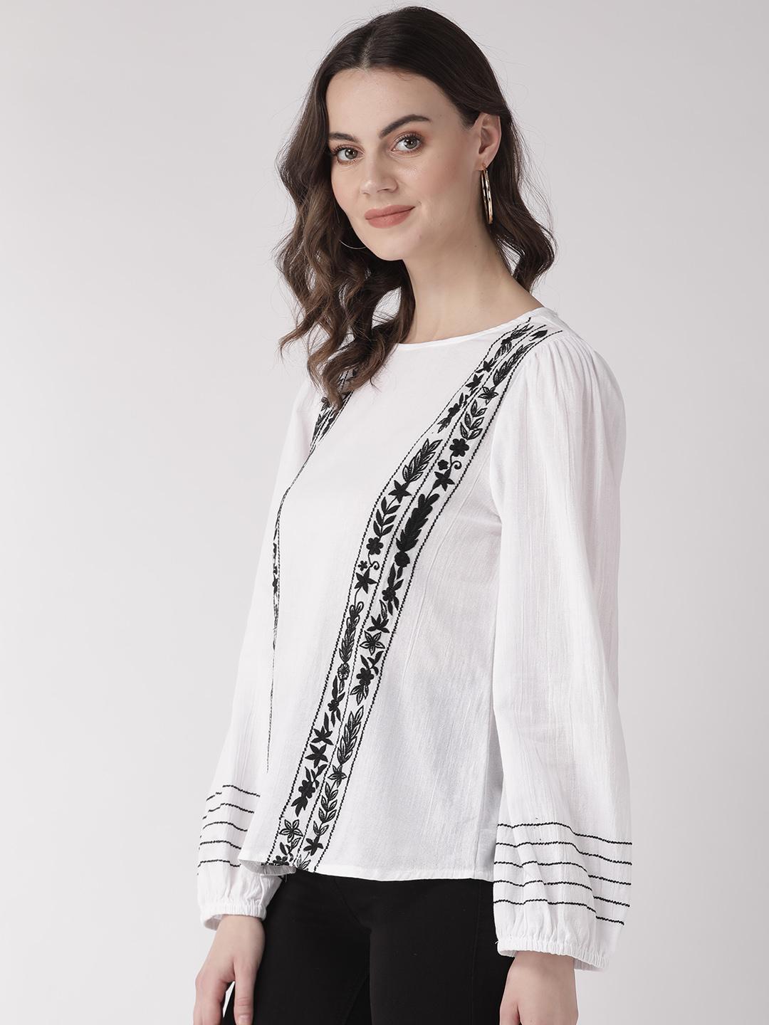 Contrast black & white cotton top