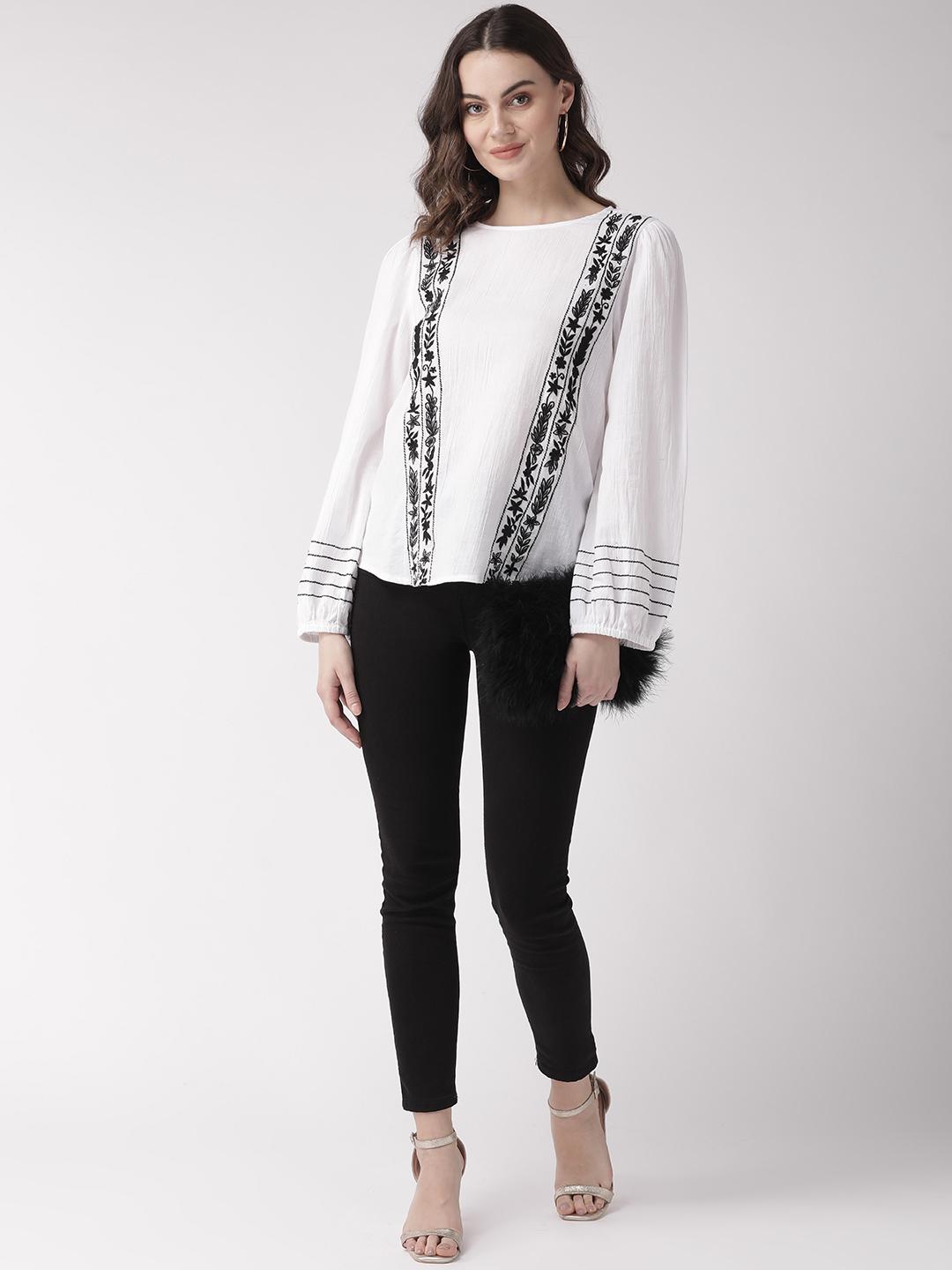 Contrast black & white cotton top