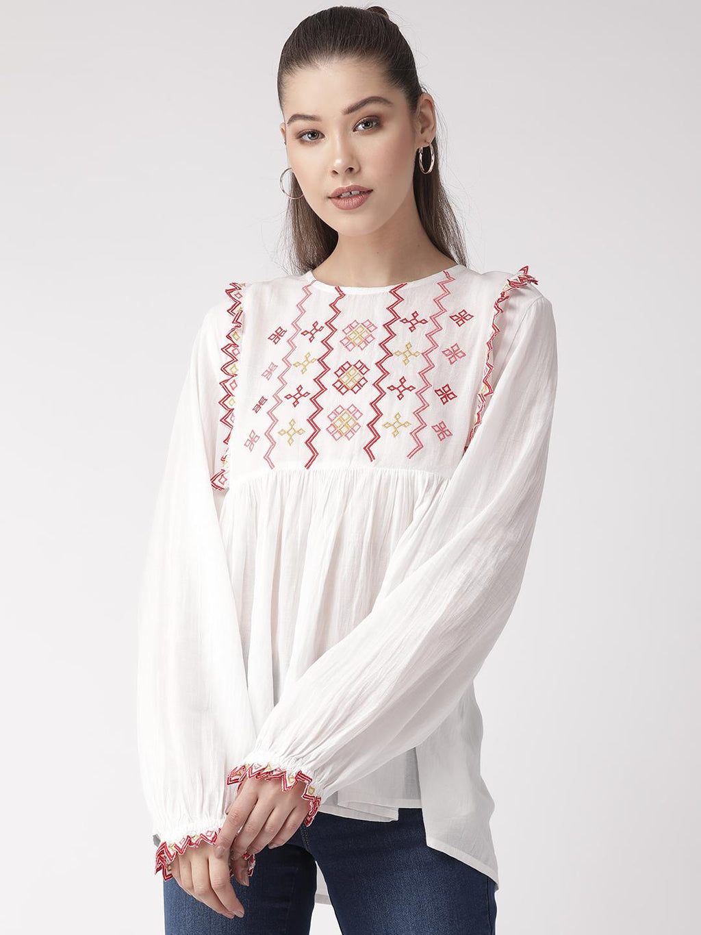 Multi Colour Embroidered Top