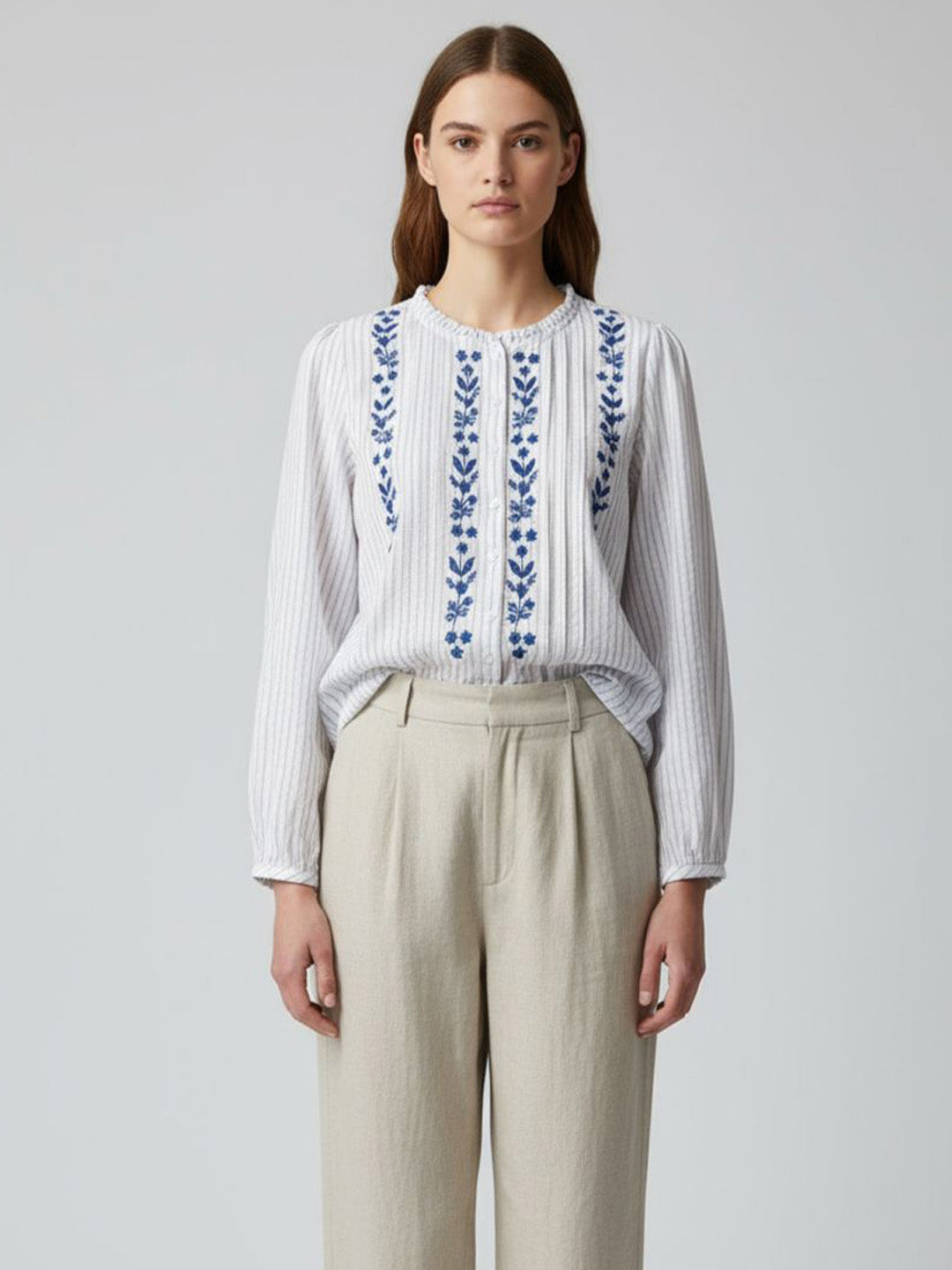 Embroidered Stripe Top