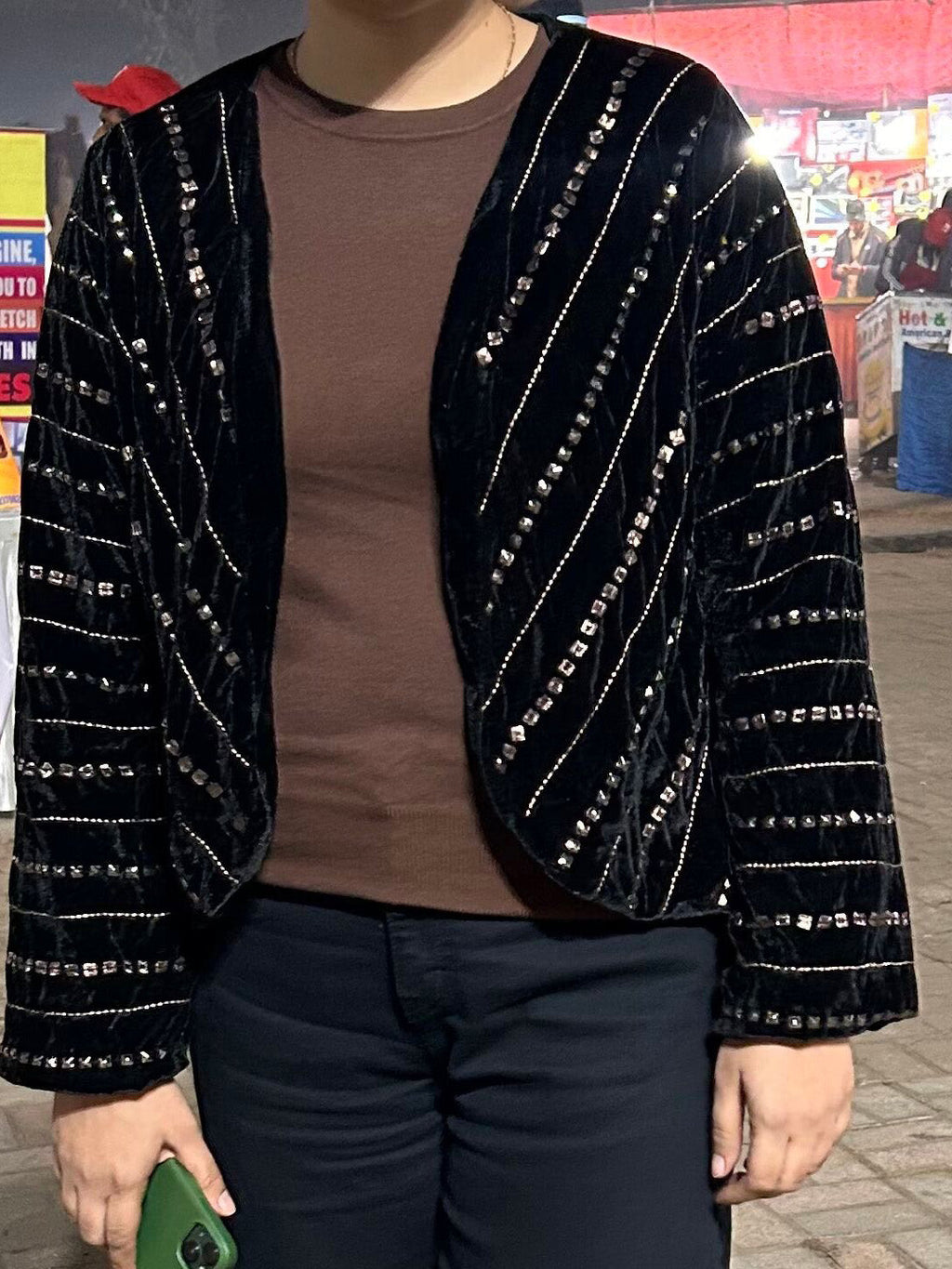 Hand embellished Velvet Shrug